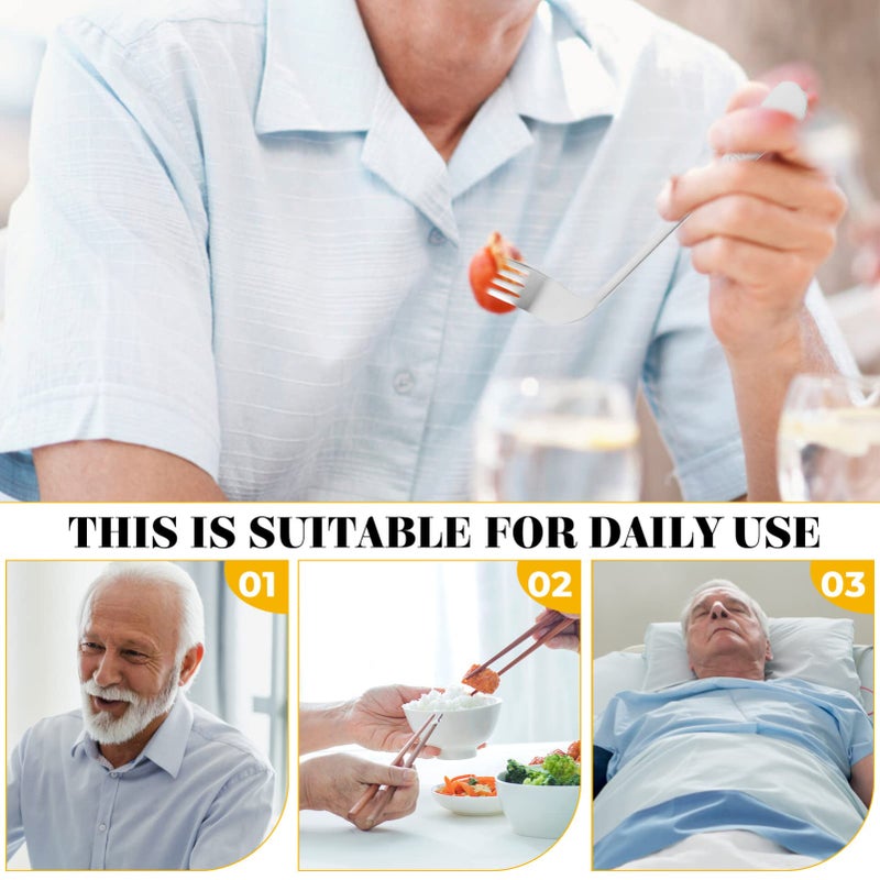 Stainless Steel Curved Left Hand Fork Lightweight Eating Aid For Seniors - Image 4