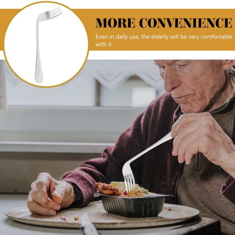 Stainless Steel Curved Left Hand Fork Lightweight Eating Aid For Seniors - Image 5
