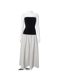 M24ds 36 European And American Women's Summer New Casual Fresh Strapless Sleeveless Color-matching A- Line Long Dress