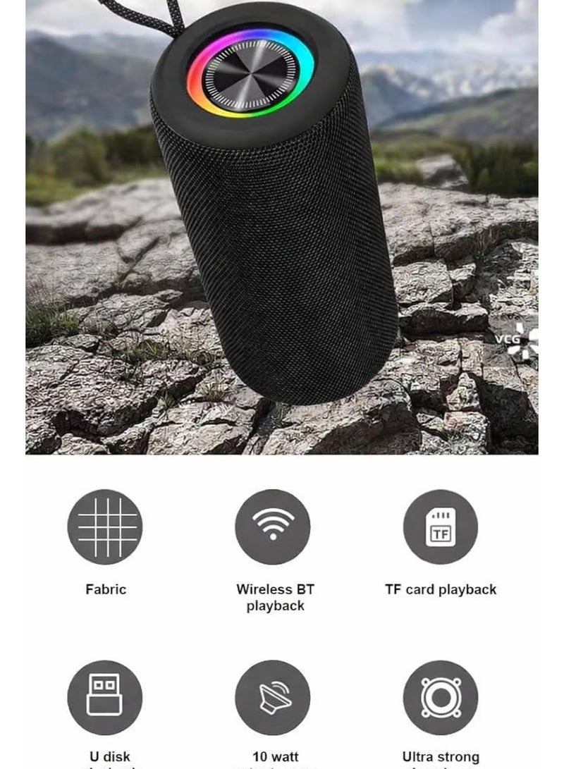 أريزون مكبر صوت بلوتوث أريزون AS-10 RGB | صوت قوي 10 واط | إضاءة RGB ديناميكية | مكبر صوت لاسلكي محمول | صوت جهير عميق | أسود - Image 3