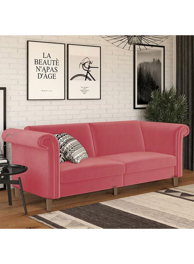 In-House Serena | Sofabed 2 In 1 Upholstered In Velvet - Dark Pink - Image 1