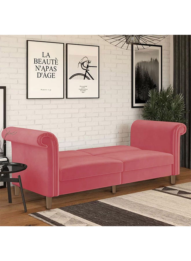 In-House Serena | Sofabed 2 In 1 Upholstered In Velvet - Dark Pink - Image 2