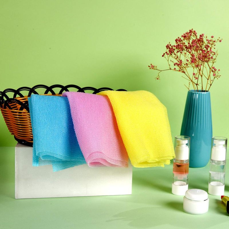 Exfoliating Towel Multicolor Nylon Body Scrubber - Gentle Deep Cleansing Back Scrubber for Shower Bath Daily Hygiene - Image 3
