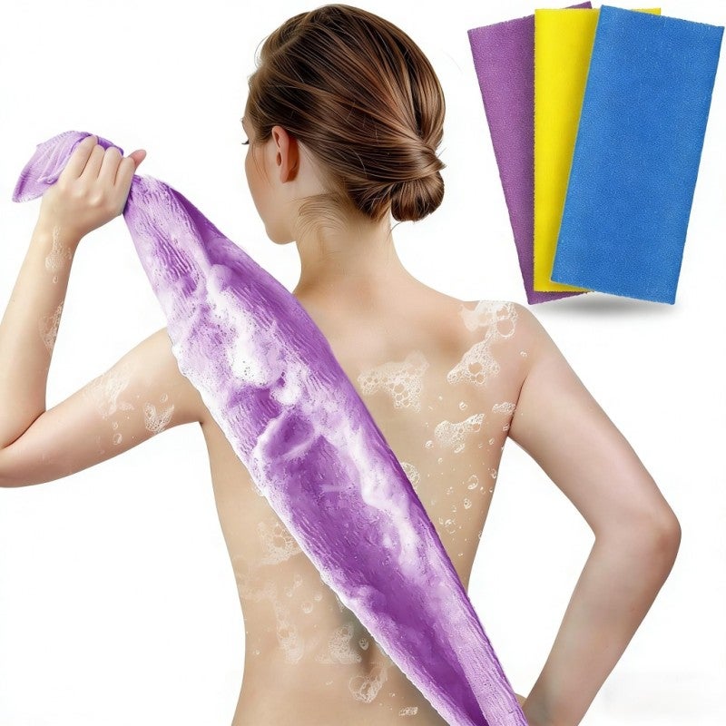 Exfoliating Towel Multicolor Nylon Body Scrubber - Gentle Deep Cleansing Back Scrubber for Shower Bath Daily Hygiene - Image 1