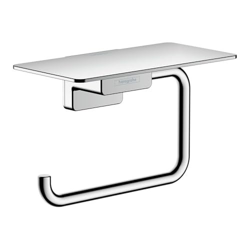 hansgrohe AddStoris Roll Holder with Shelf in Chrome 3-inch Accessories in Chrome, 41772000 - Image 1