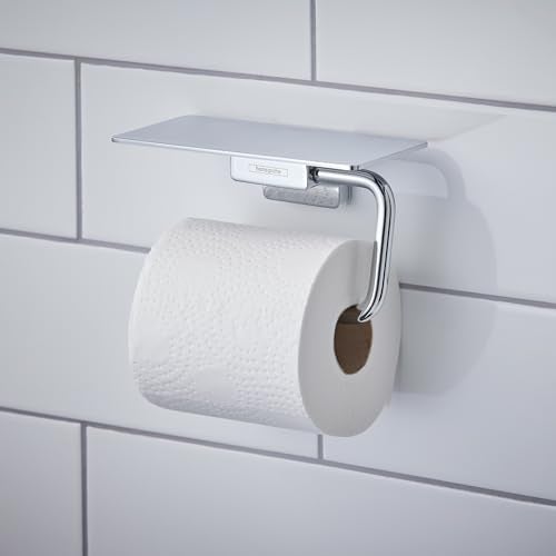 hansgrohe AddStoris Roll Holder with Shelf in Chrome 3-inch Accessories in Chrome, 41772000 - Image 2
