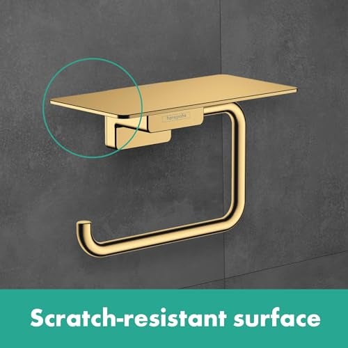 hansgrohe AddStoris Roll Holder with Shelf in Chrome 3-inch Accessories in Chrome, 41772000 - Image 4