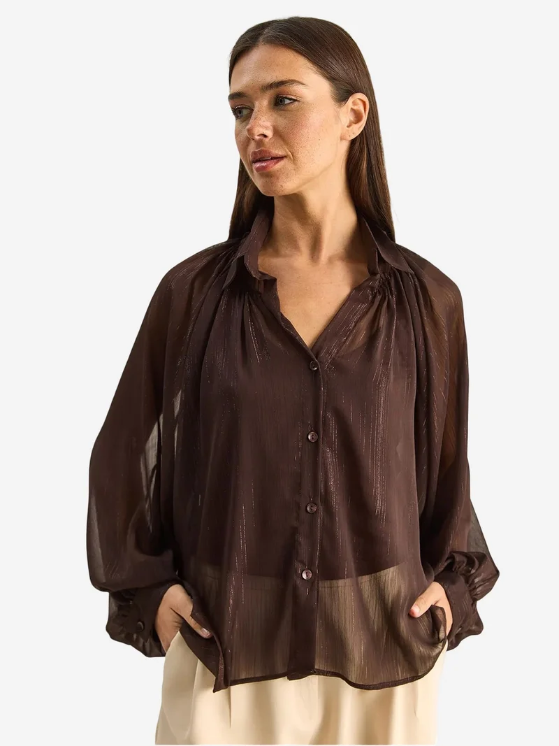 بيانكو لوتشي LUCCI Loose Cotton Chiffon Shirt
