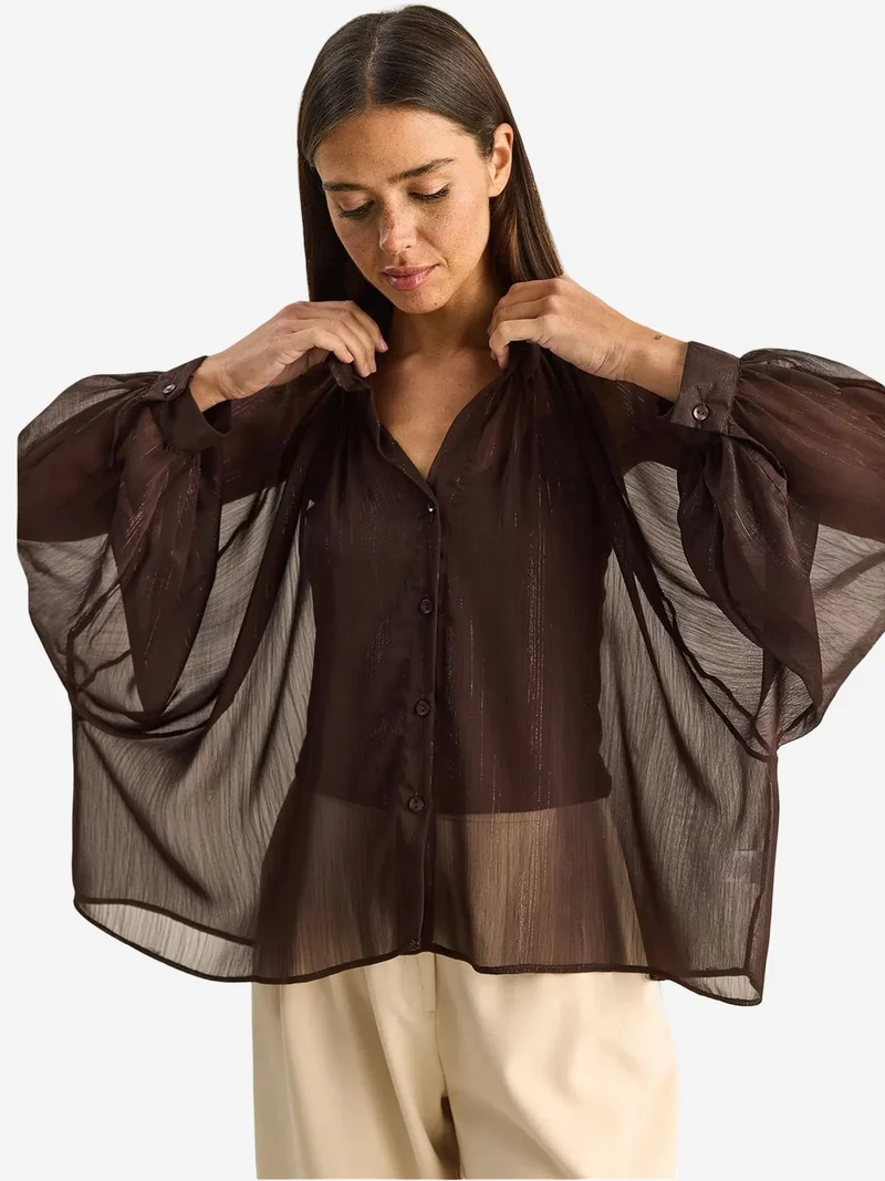 بيانكو لوتشي LUCCI Loose Cotton Chiffon Shirt