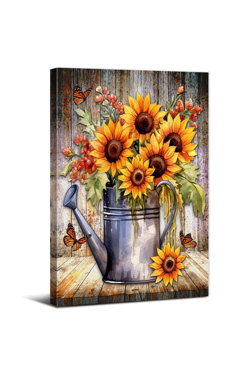 sunfrower Rustic Farmhouse Sunflowers Wall Art - Image 1