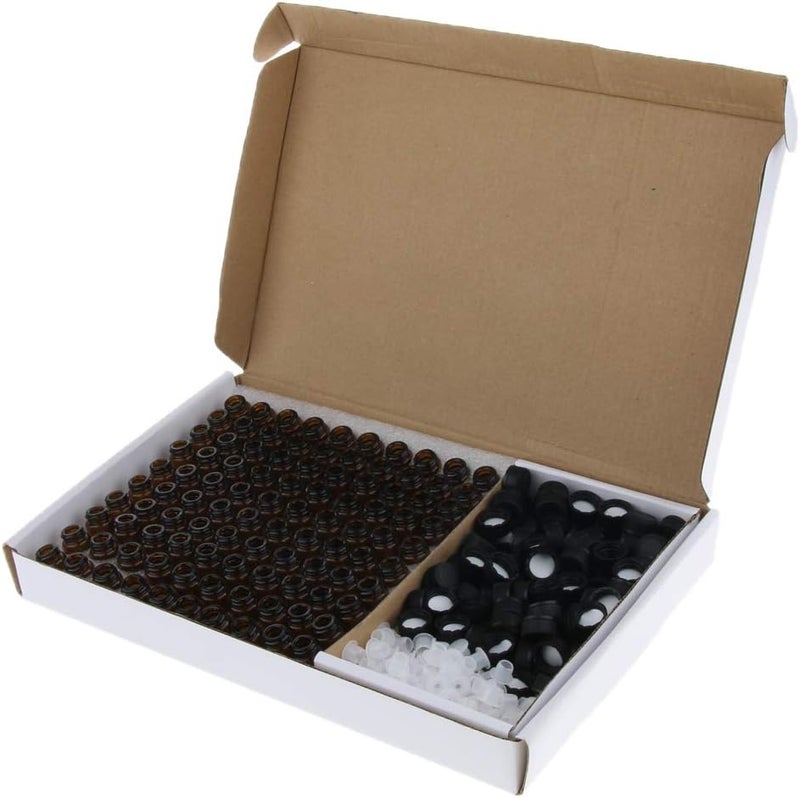 klarako Essential Oils Bottles  Pack of 100 2ml Mini Amber Glass Bottles with Orifice Reducers  Aromatherapy Oils Storage  1ml 2ml 3ml  1ml - Image 4