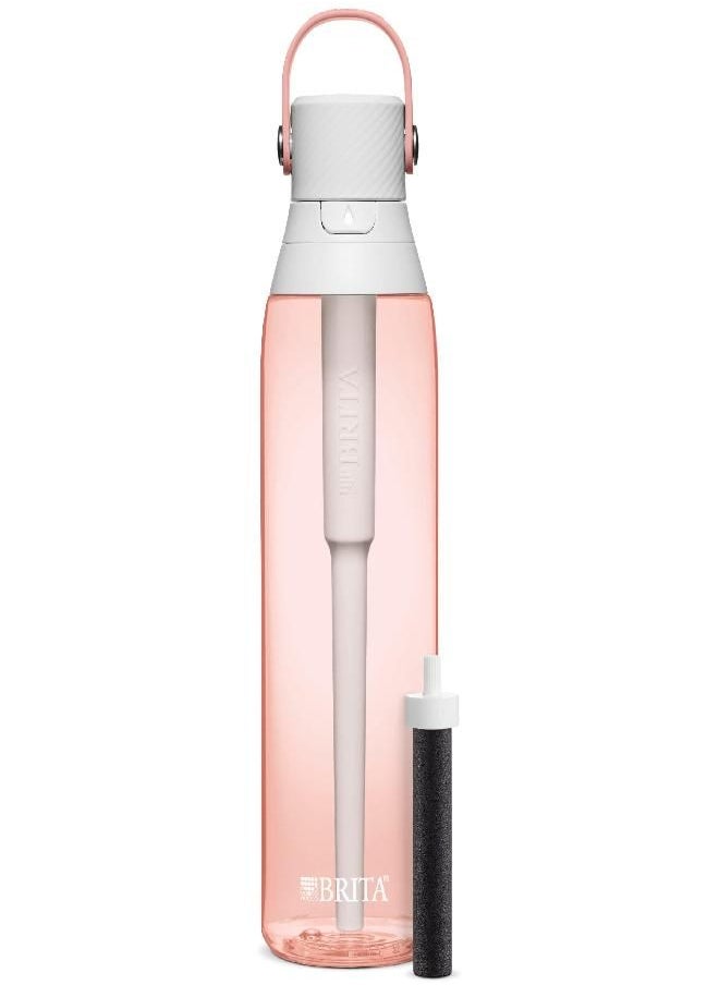 BRITA Brita Insulated Filtered Water Bottle with Straw, Reusable, BPA Free Plastic, Blush, 26 Ounce  - Image 1