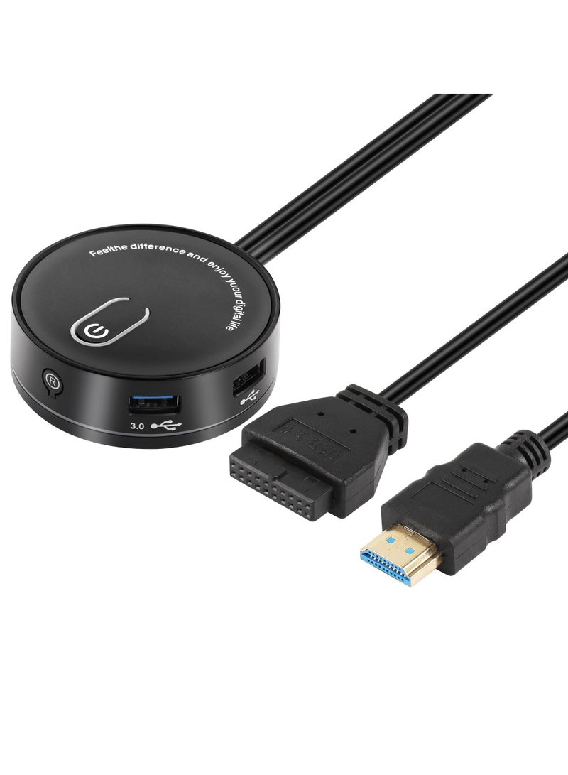 SYOSI SYOSI Computer Case Power Supply Reset Switch Box, PC Power Button On/Off + Reset + Dual USB Ports + 3.5MM TRRS Audio + Type-C Power Interface, for Home, Office, Internet Cafes - Image 1