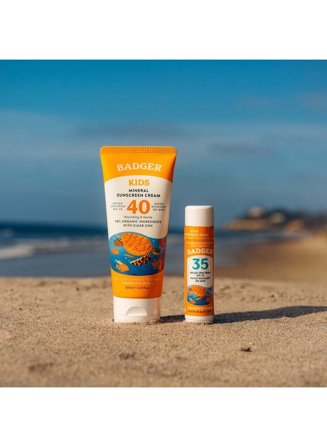 بادجير مجموعة واقي الشمس المعدنية للأطفال، كريم بعامل حماية من الشمس 40 وكريم وجه بعامل حماية من الشمس 35، مقاوم للماء وواسع الطيف وآمن على الشعاب المرجانية مع أكسيد الزنك واليوسفي والفانيليا - Image 4
