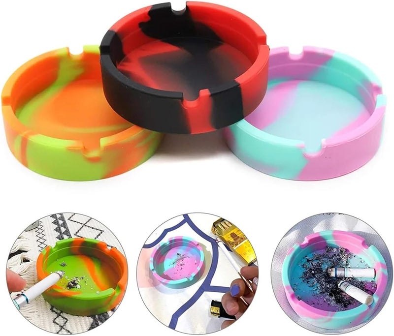 8pcs Silicone Ashtray Luminous Colorful Silicone Gel Ashtray Light Rubber High Temperature Heat Resistant Smoke Easy Clean Cigarette - Image 5