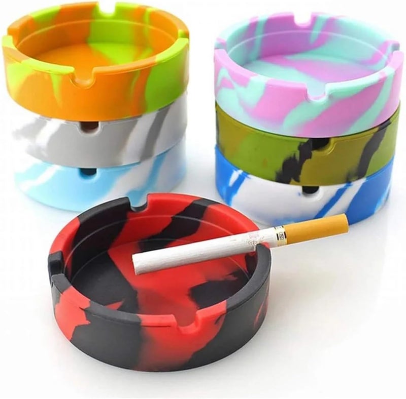 8pcs Silicone Ashtray Luminous Colorful Silicone Gel Ashtray Light Rubber High Temperature Heat Resistant Smoke Easy Clean Cigarette - Image 3