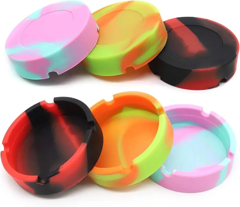 8pcs Silicone Ashtray Luminous Colorful Silicone Gel Ashtray Light Rubber High Temperature Heat Resistant Smoke Easy Clean Cigarette - Image 1