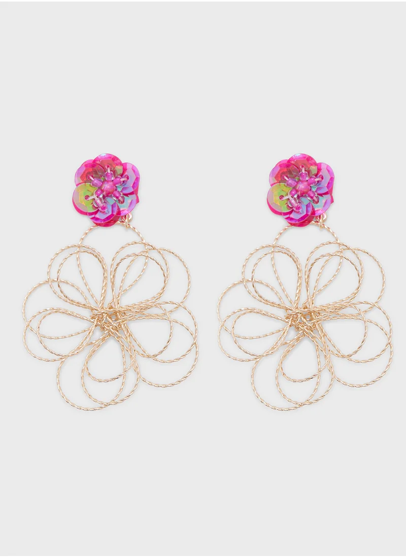 جينجر Oversized Floral Drop Earrings