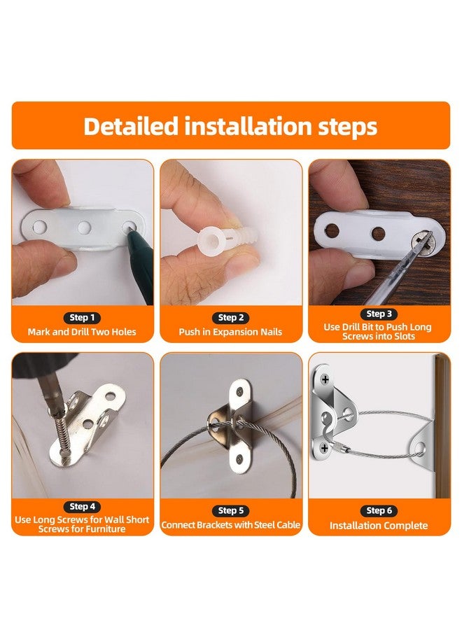 IRCPEN Furniture Anchors (10 Pack) for Baby Proofing, Anti-Tip Furniture Wall Anchor Straps Earthquake Straps for Child and Pet Safety, Secure 450lbs Furniture - Image 2