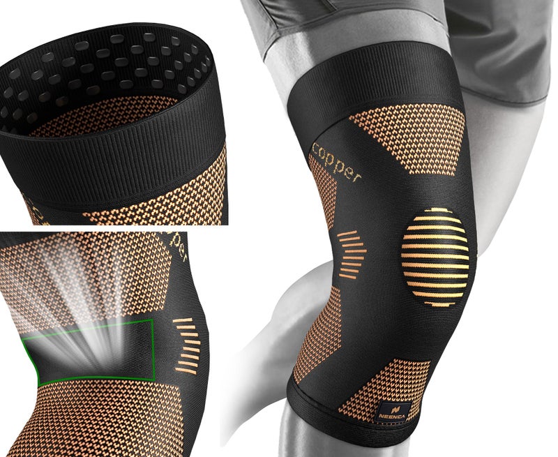 NEENCA Copper Knee Brace for Women and Men, Knee Compression Sleeve for Knee Pain, Arthritis, ACL, Meniscus Tear, Joint Pain Relief, Knee Support for Running, Working Out, Fitness,Weightlifting-Single - Image 3