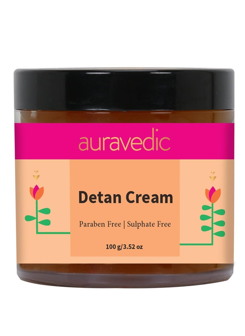Auravedic - De Tan Face Cream | Ayurvedic Facial Moisturizer | Helps Reduce Tanning & Sun Damage | Natural Beauty Recipe with Papaya & Turmeric | 3.53 Oz/100 g - Image 1