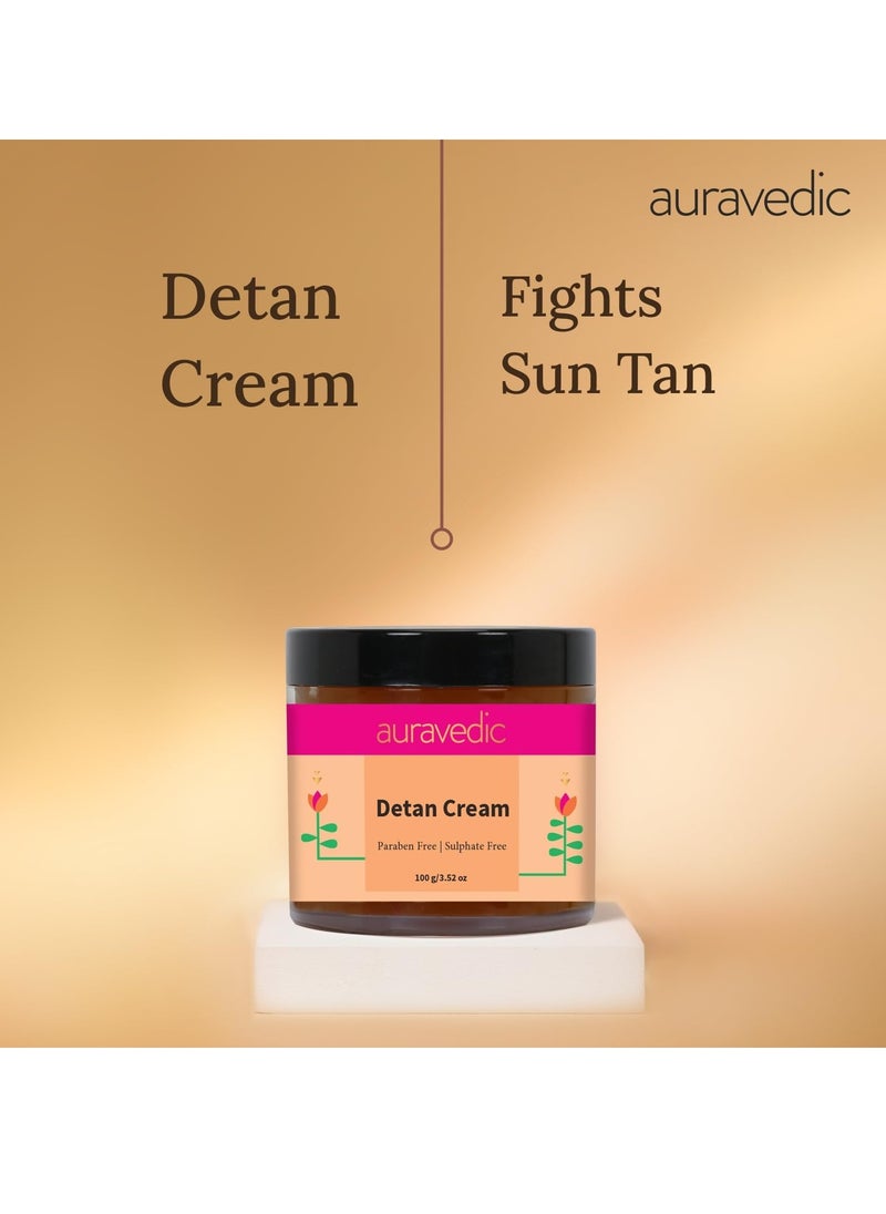Auravedic - De Tan Face Cream | Ayurvedic Facial Moisturizer | Helps Reduce Tanning & Sun Damage | Natural Beauty Recipe with Papaya & Turmeric | 3.53 Oz/100 g - Image 1