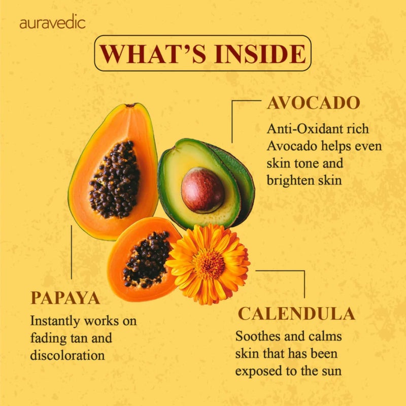 Auravedic De Tan Face Cream | Helps Reduce Tanning & Sun Damage | Enriched with Turmeric, Papaya & Calendula | Lightweight Daily Moisturizer for All Skin Types | 3.53 Oz (100g) - Image 5