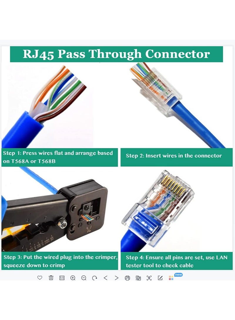 SYOSI 100Pcs RJ45 Connectors Cat6 Pass Through Ends Transparent and Penetrable Connectors UTP 8P8C Network Plug Gold-Plated Contacts for Widely Used in Local Area Network and ADSL Broadband - Image 5