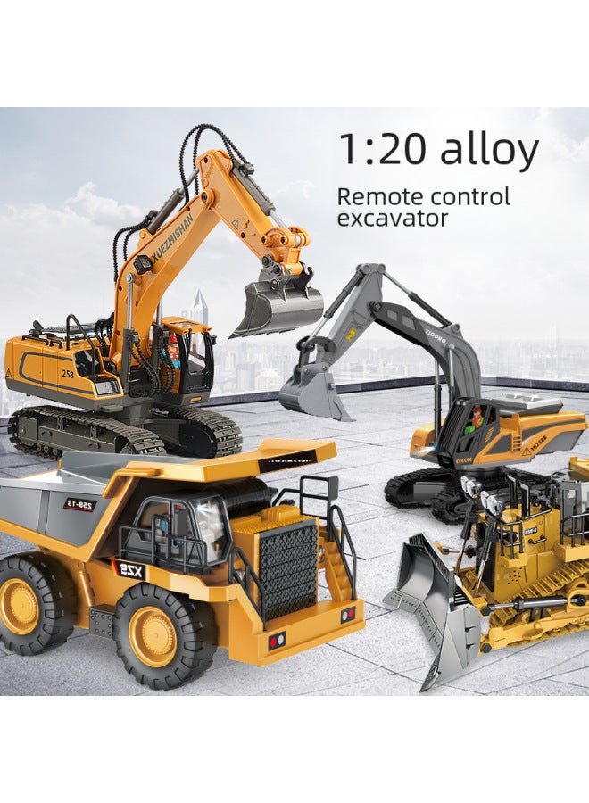 Children's Alloy Remote Control Engineering Vehicle Simulation Excavator Toy Tupper Electric 2.4g Boy Remote Control Car Model-Color:9-way BC1045 Bulldozer (2.4G Alloy Version)-Proportion:Free Remote Control Battery X2 - Image 3