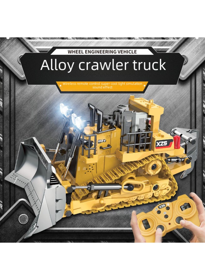 Children's Alloy Remote Control Engineering Vehicle Simulation Excavator Toy Tupper Electric 2.4g Boy Remote Control Car Model-Color:9-way BC1045 Bulldozer (2.4G Alloy Version)-Proportion:Free Remote Control Battery X2 - Image 5