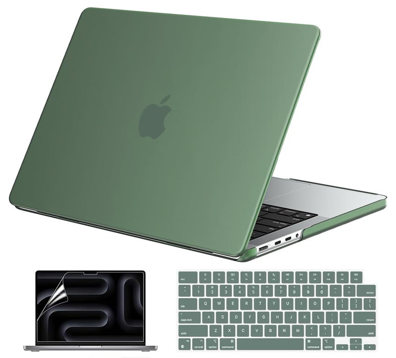 EooCoo Case Compatible with MacBook Pro 14 inch M5 2026-2021 M4 M3 M2 M1 Pro/Max Chip, Matte Grip, Bump-Resistant, Hard Shell Cases with Keyboard Cover, Screen Protector - Midnight Green - Image 1