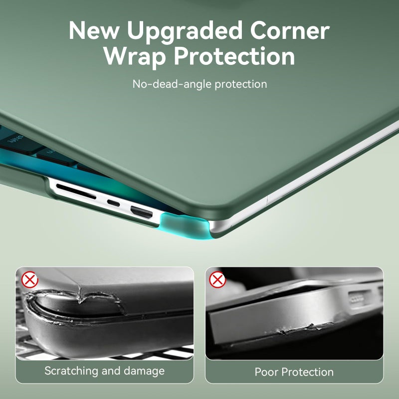 EooCoo Case Compatible with MacBook Pro 14 inch M5 2026-2021 M4 M3 M2 M1 Pro/Max Chip, Matte Grip, Bump-Resistant, Hard Shell Cases with Keyboard Cover, Screen Protector - Midnight Green - Image 4