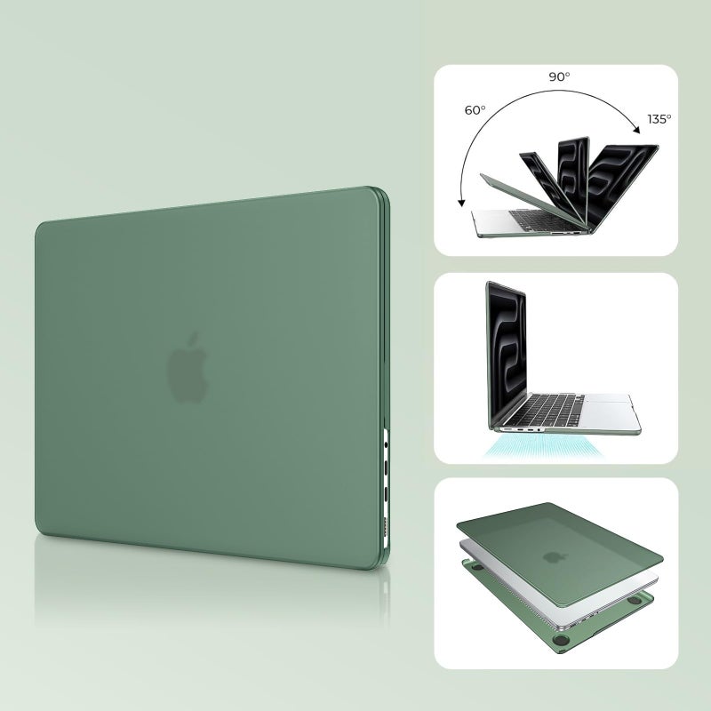 EooCoo Case Compatible with MacBook Pro 14 inch M5 2026-2021 M4 M3 M2 M1 Pro/Max Chip, Matte Grip, Bump-Resistant, Hard Shell Cases with Keyboard Cover, Screen Protector - Midnight Green - Image 3