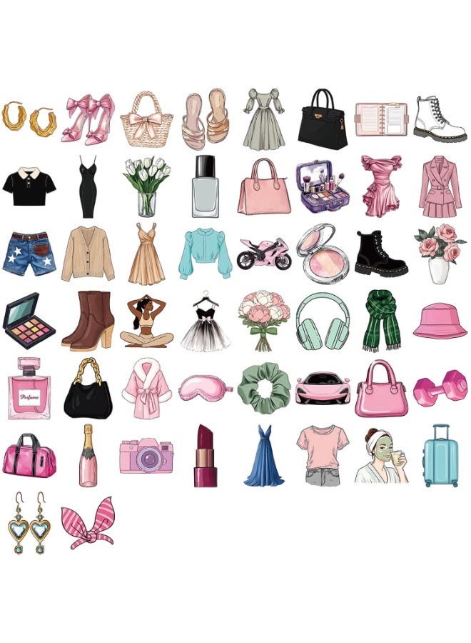 قوس قزح أورينبو 50 قطعة من ملصقات مستحضرات التجميل للفتيات لزجاجات المياه المقاومة للماء وأجهزة الكمبيوتر المحمولة وحقائب اليد وأكواب قصاصات الورق والمراهقات والبالغين والفتيات، ملصقات فينيل صغيرة لطيفة ومضحكة - Image 2