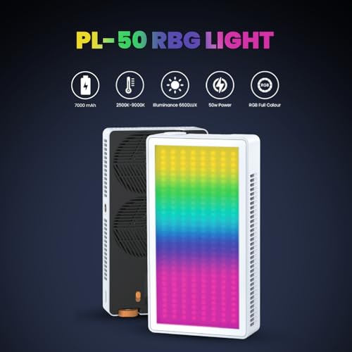 HIFFIN PL-50W Portable RGB Video Light | 50W Power | 2500K-9000K Adjustable Color | 7000mAh Battery | 24 FX Modes | 6600lux Brightness | CRI 95+ | Type-C Charging | Perfect for Photography & Video - Image 5