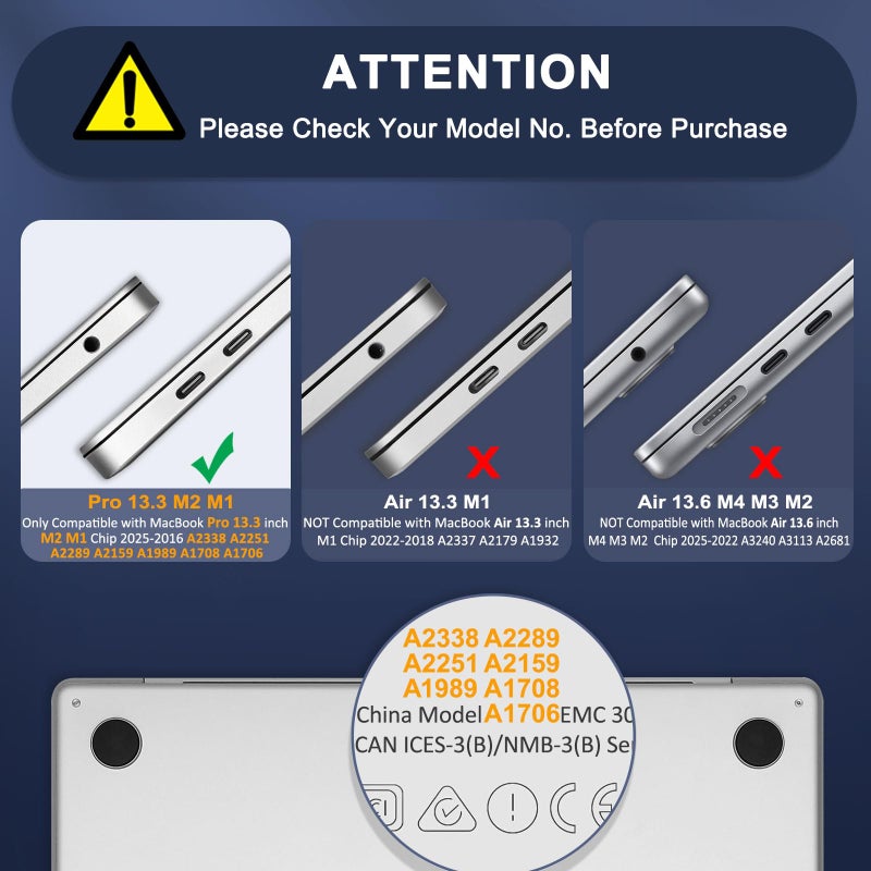 MOSISO Compatible with MacBook Pro 13 inch Case M2 2025, 2024, 2023, 2022-2016 A2338 M1 A2251 A2289 A2159 A1989 A1708 A1706 with/Without Touch Bar, Plastic Hard Shell Case Cover, Crystal Clear - Image 2