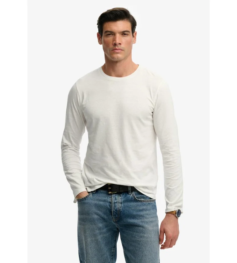 سوبر دراي Classic Cotton Linen Long Sleeve Top