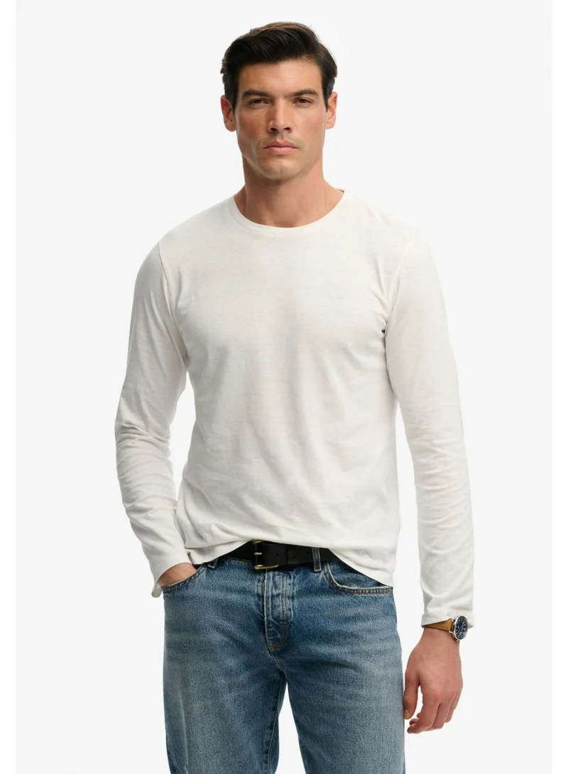 سوبر دراي Classic Cotton Linen Long Sleeve Top