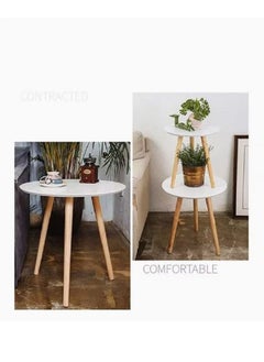 AGD Mini Round Coffee Table White/Brown  - Image 2