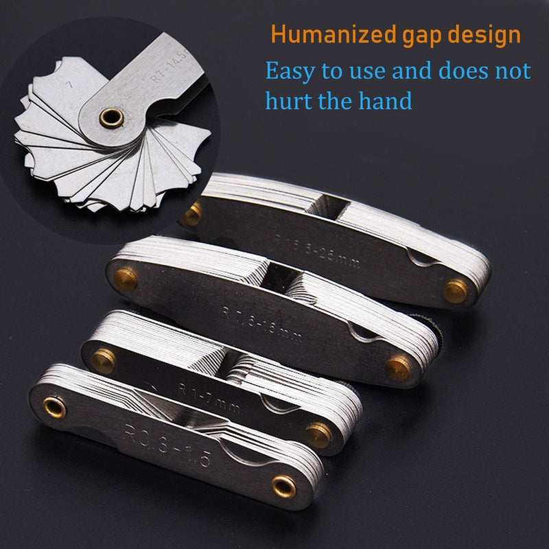 Together-life 5Pcs Stainless Steel Radius Gauge, Portable Concave Convex External Internal Arc Measuring Tool Radius Fillet Gauge Set R0.3-1.5mm/ R1-6.5mm/ R7-14.5mm/ R15-25mm/ R25-50mm - Image 3