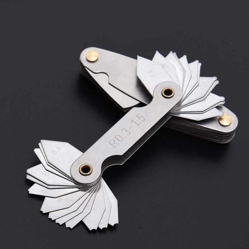 Together-life 5Pcs Stainless Steel Radius Gauge, Portable Concave Convex External Internal Arc Measuring Tool Radius Fillet Gauge Set R0.3-1.5mm/ R1-6.5mm/ R7-14.5mm/ R15-25mm/ R25-50mm - Image 4