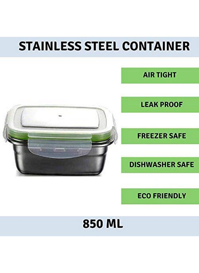 Femora High Stainless Steel Rectangular Container, Leakproof airtight Lid, 850 ML, Pack of 1, Silver - pzsku/Z450DC682B1272E8F23DCZ/45/_/1738306630/de36e02f-763d-4d37-a016-8c990b75a752