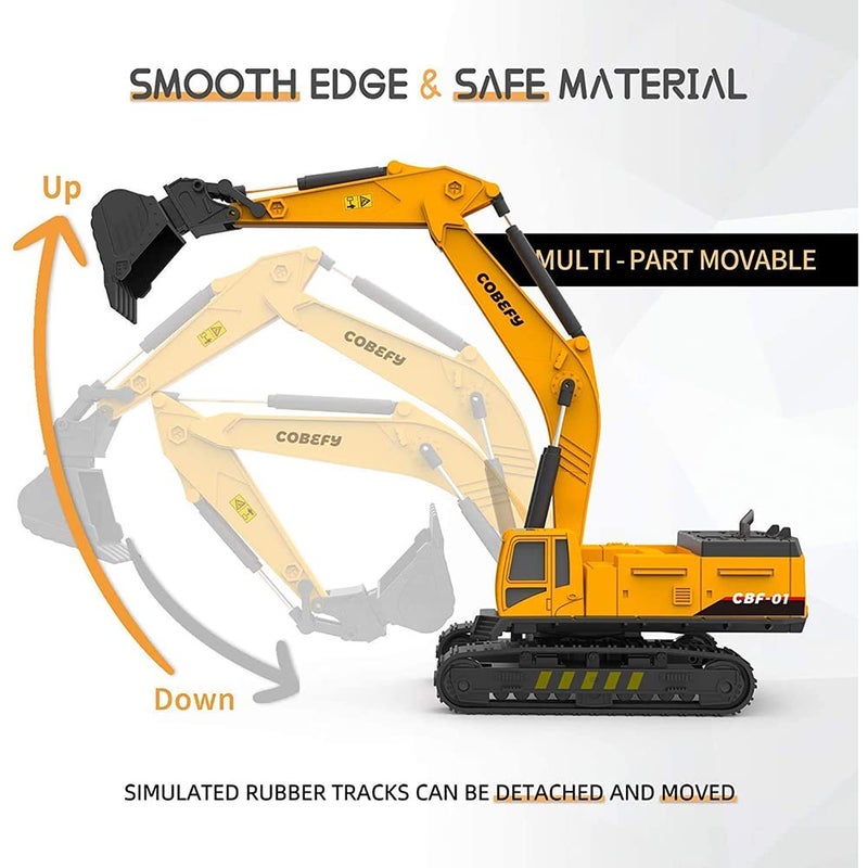 DEUSON ECOM Unbreakable Crane Model Construction Excavator Engineering Vehicle Friction Powered 360 Moving Parts Inertia Toys Trucks Building Vehicles for Kids 2 Years and Above - Image 3