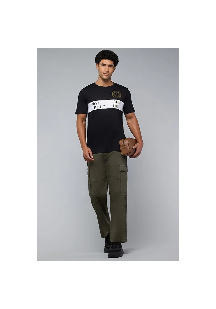 R&b Solid Cargo Jeans with Drawstring Waist