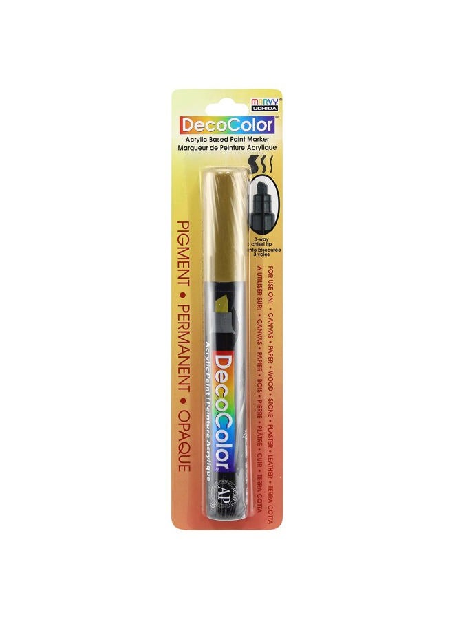 uchida 315-C-GLD Marvy Deco Color Chisel Tip Acrylic Paint Marker, Gold - Image 1