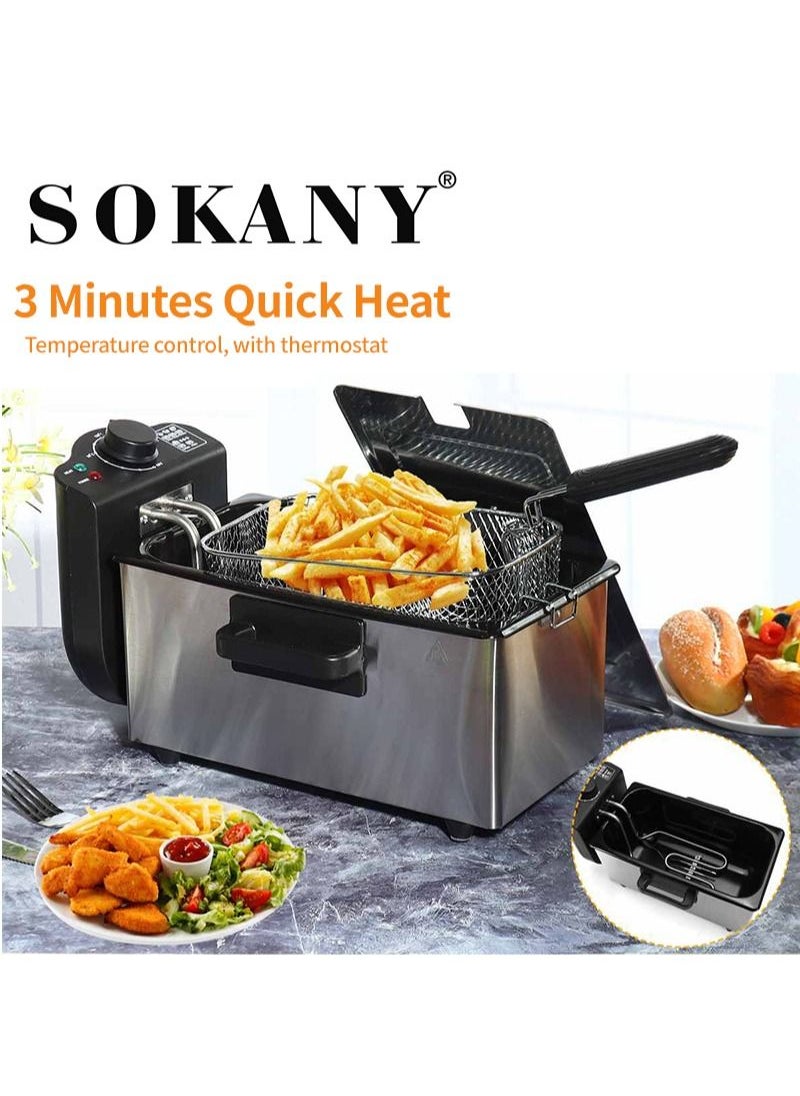sokany - 3 Liter Deep Fryer with 5-Speeds Temperature Control 2000 Watts WJ-800 - Image 1