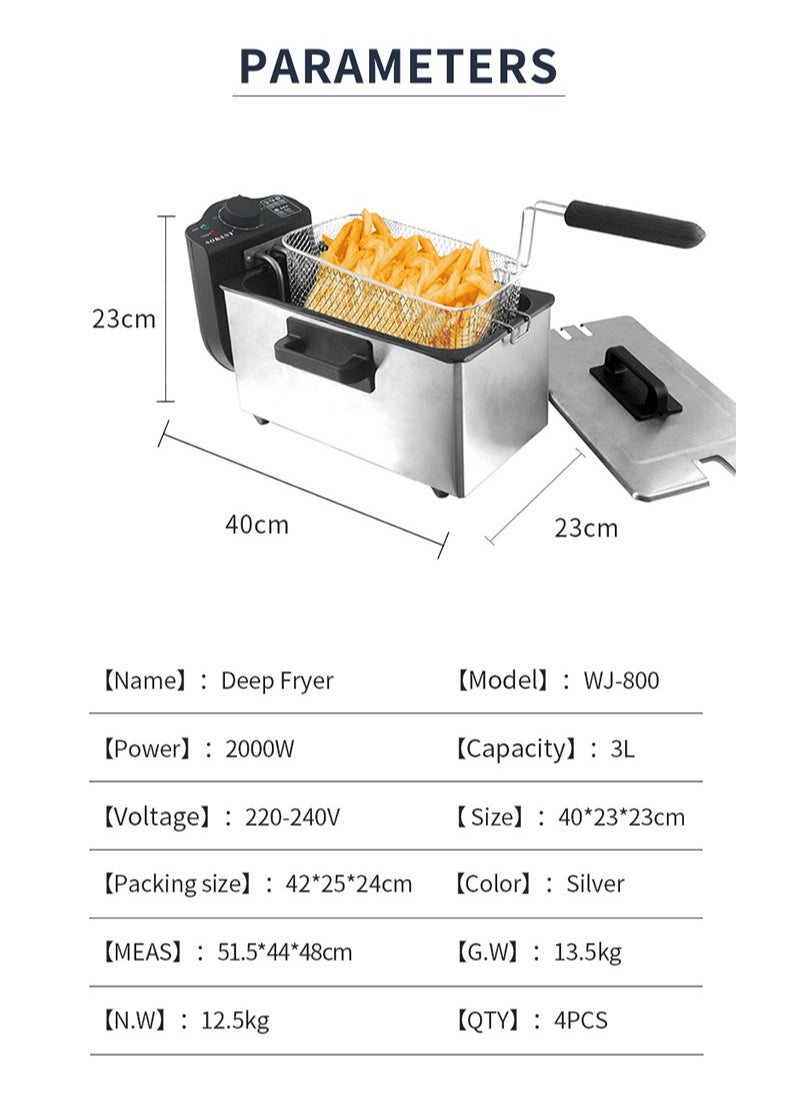 sokany - 3 Liter Deep Fryer with 5-Speeds Temperature Control 2000 Watts WJ-800 - Image 1