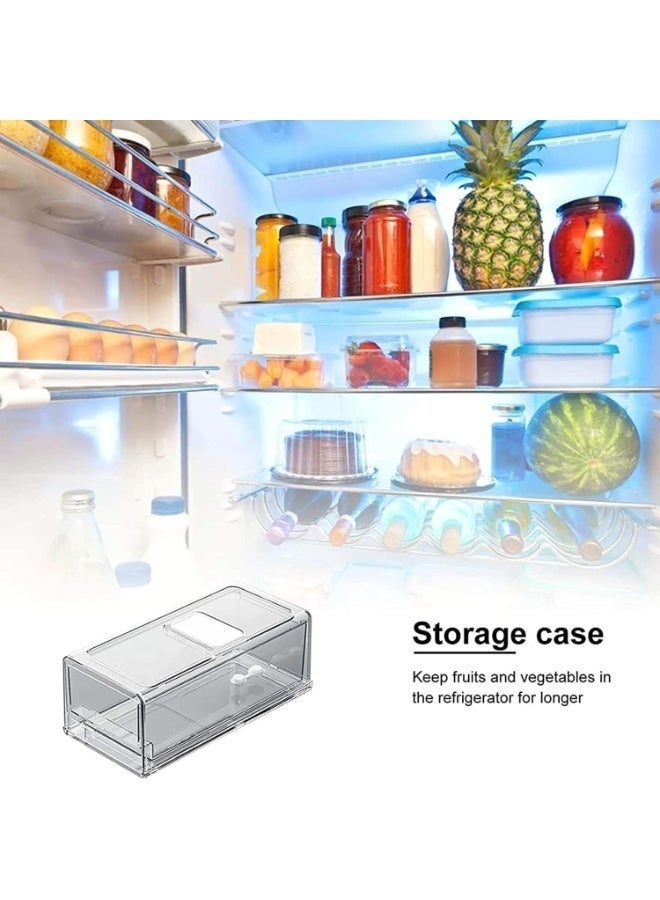 Stackable Refrigerator Organizer, Portable Storage Box Fridge Freezer Drawer, Fruit & Vegetable Storage Containers Tray Box with Ventilation Window (M) - Image 4