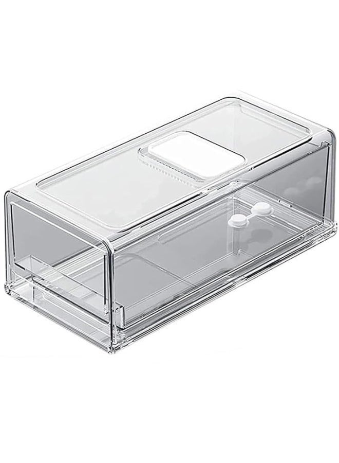 Stackable Refrigerator Organizer, Portable Storage Box Fridge Freezer Drawer, Fruit & Vegetable Storage Containers Tray Box with Ventilation Window (M) - Image 1