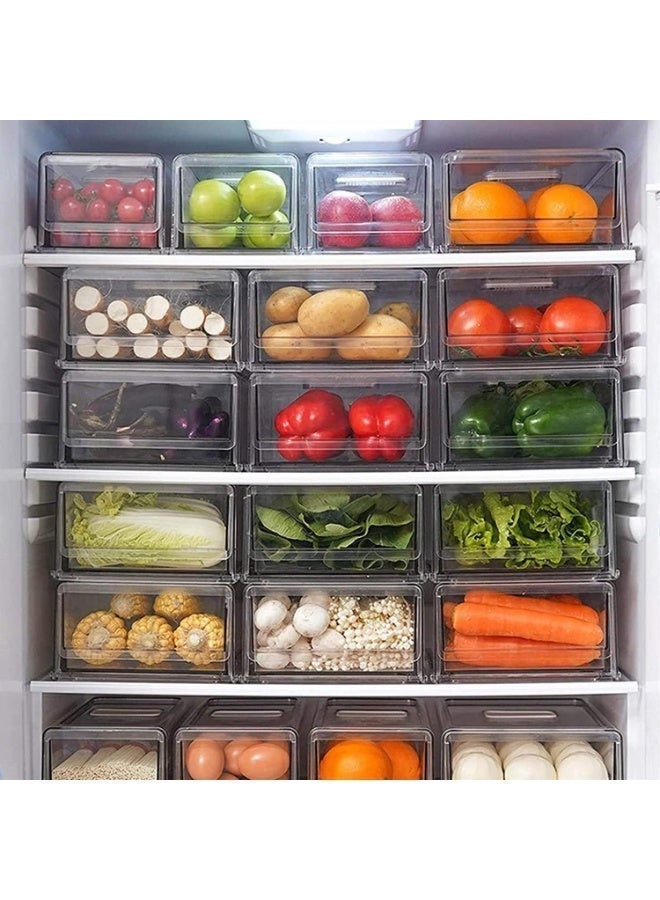 Stackable Refrigerator Organizer, Portable Storage Box Fridge Freezer Drawer, Fruit & Vegetable Storage Containers Tray Box with Ventilation Window (M) - Image 5